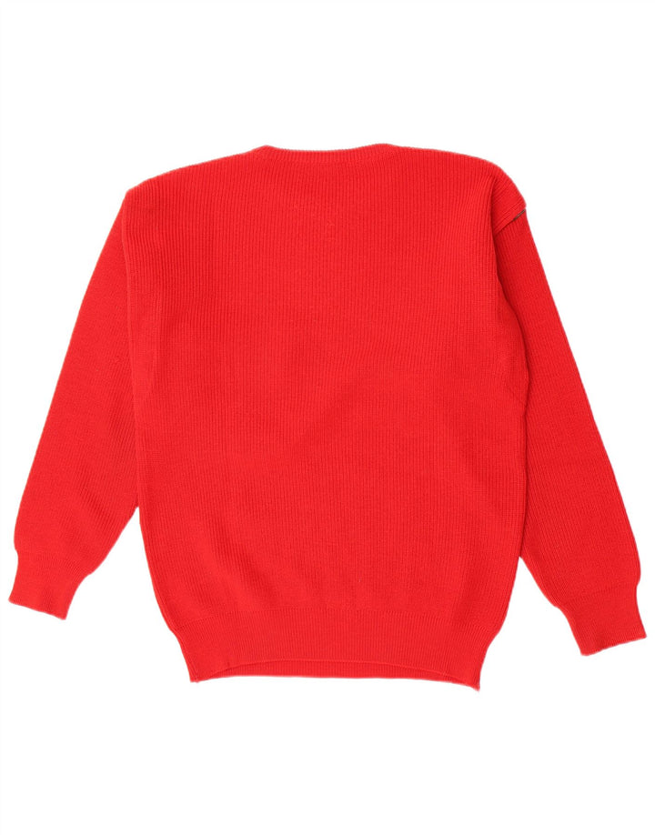 Vintage Herren-Pullover mit Rundhalsausschnitt, Mittelrote Schurwolle