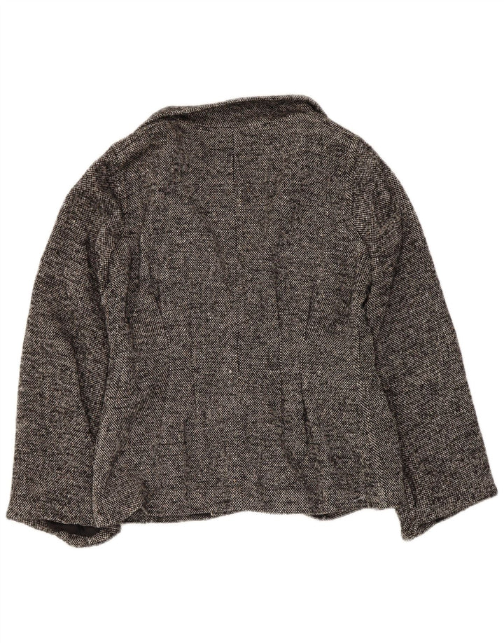 Offene Blazerjacke für Damen von Zara, Gr. 10, klein, grau gefleckte Wolle