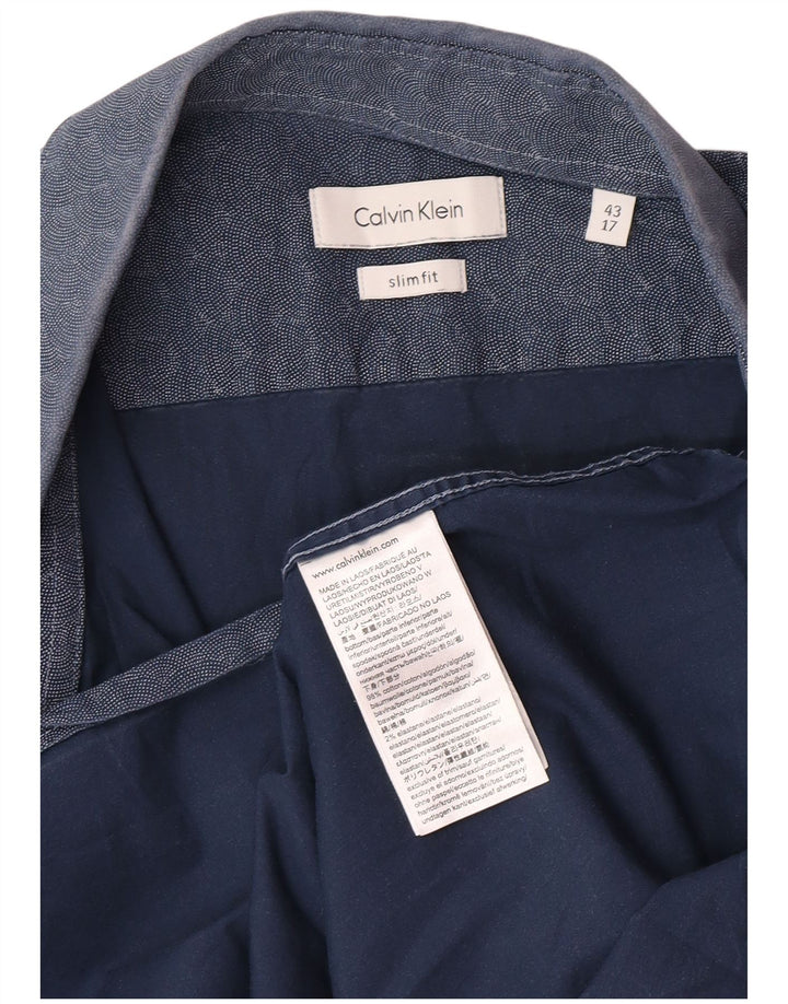 Calvin Klein Herren-Hemd mit abstraktem Muster, schmale Passform, Größe 43 17 XL, Marineblau
