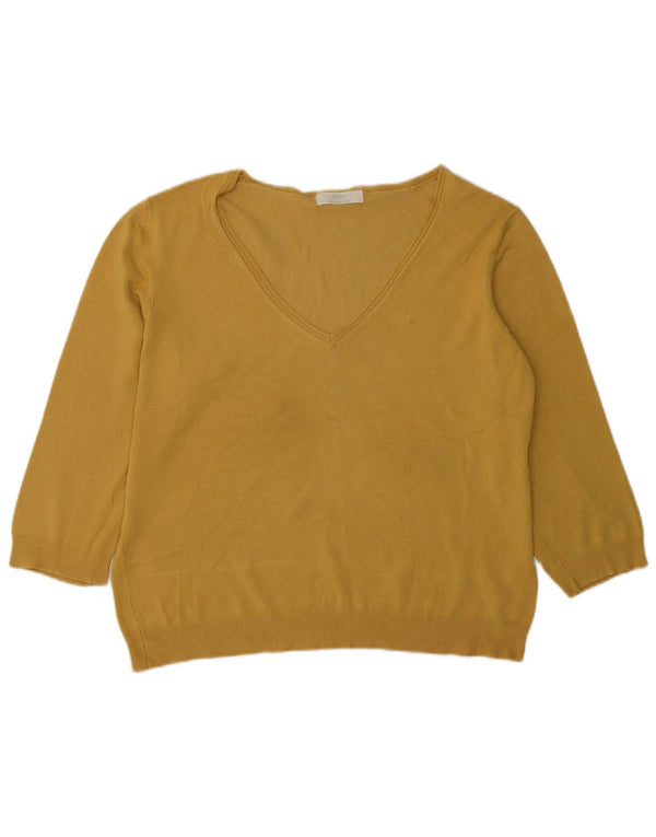 Marks & Spencer Damen-Pullover mit 3/4-Ärmeln und V-Ausschnitt, Gr. 20, 2XL, Gelb
