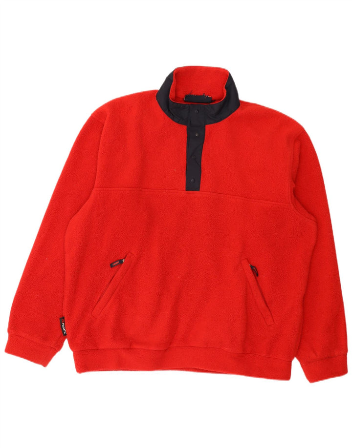 Musto Herren-Fleecepullover mit Knopfkragen, groß, rotes Polyester