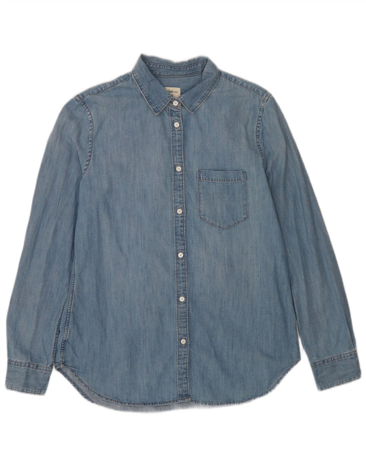 Gap Damen Jeanshemd UK 14 Mittelblaue Baumwolle