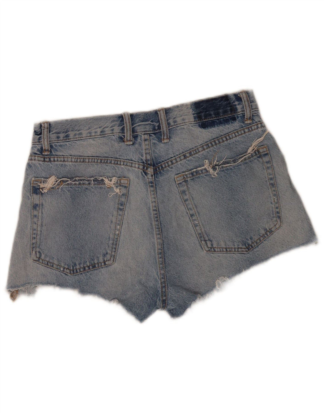 Zara Damen Distressed Denim Shorts EU 38 Small W28 Blaue Baumwolle