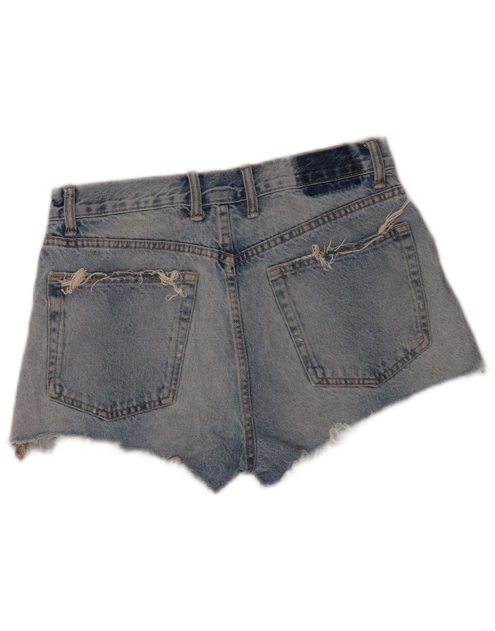 Zara Damen Distressed Denim Shorts EU 38 Small W28 Blaue Baumwolle