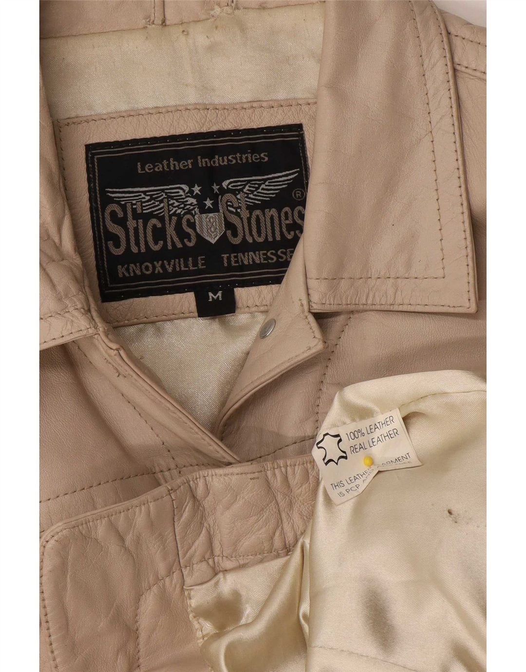 Vintage Damen Lederjacke UK 14 Medium Beige