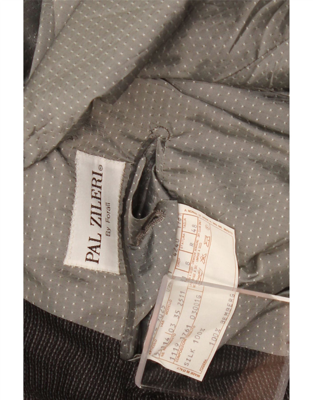 Pal Zileri Zweireihiger Herren-Blazer IT 48 Mittelschwarz karierte Seide