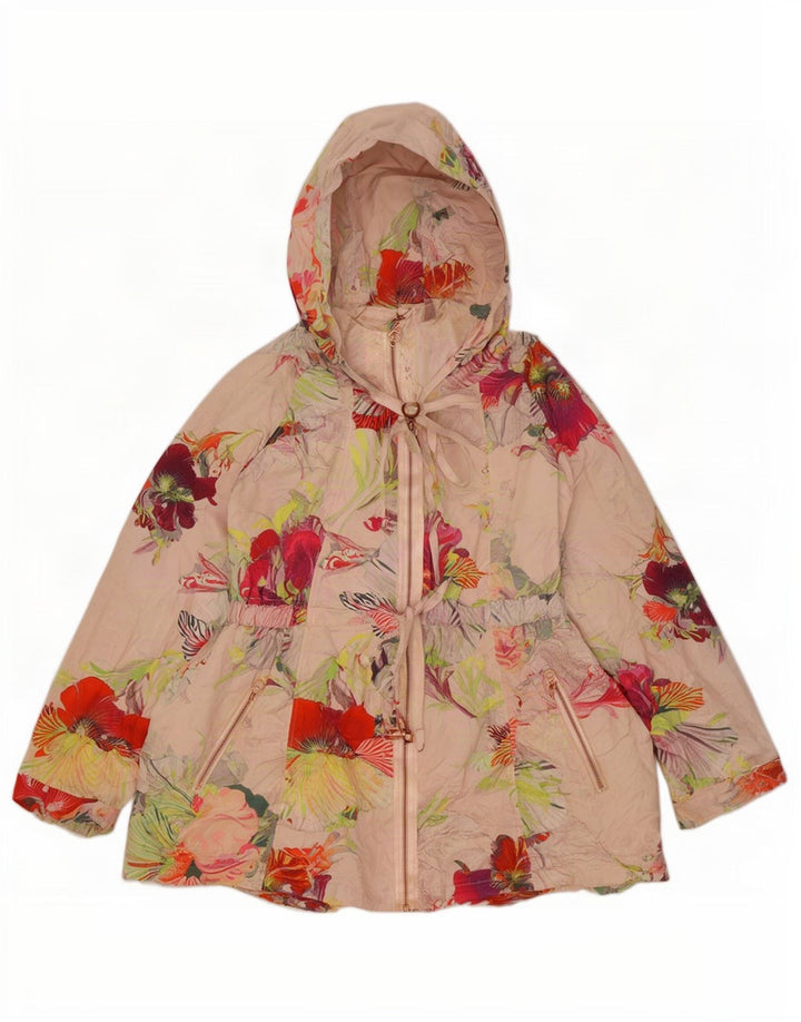 Ted Baker Damen-Regenjacke mit Kapuze, Größe 3, mittel, mehrfarbig, Blumenmuster