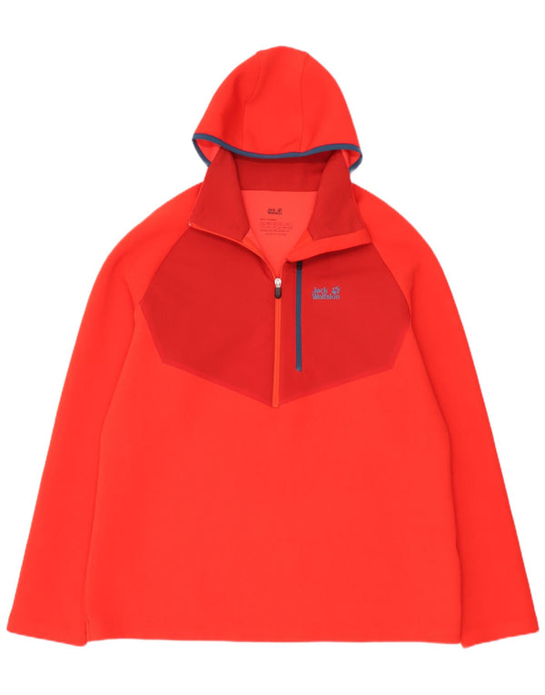 Jack Wolfskin Herren-Fleecepullover mit Kapuze und Reißverschluss, UK 48 3XL, roter Farbblock