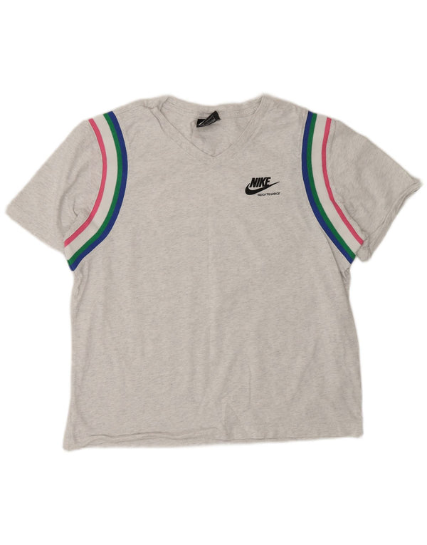 Nike Damen T-Shirt Top UK 16 Large Grau Colourblock Baumwolle