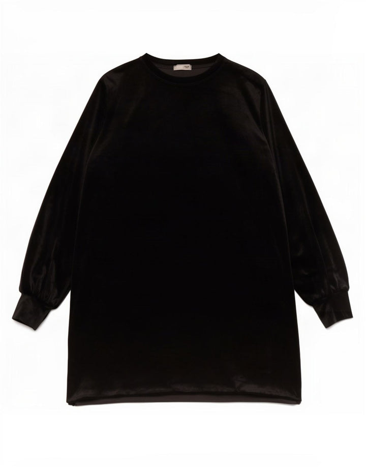 Zara Damen Langarm-Etuikleid UK 16 Large Schwarz Polyester