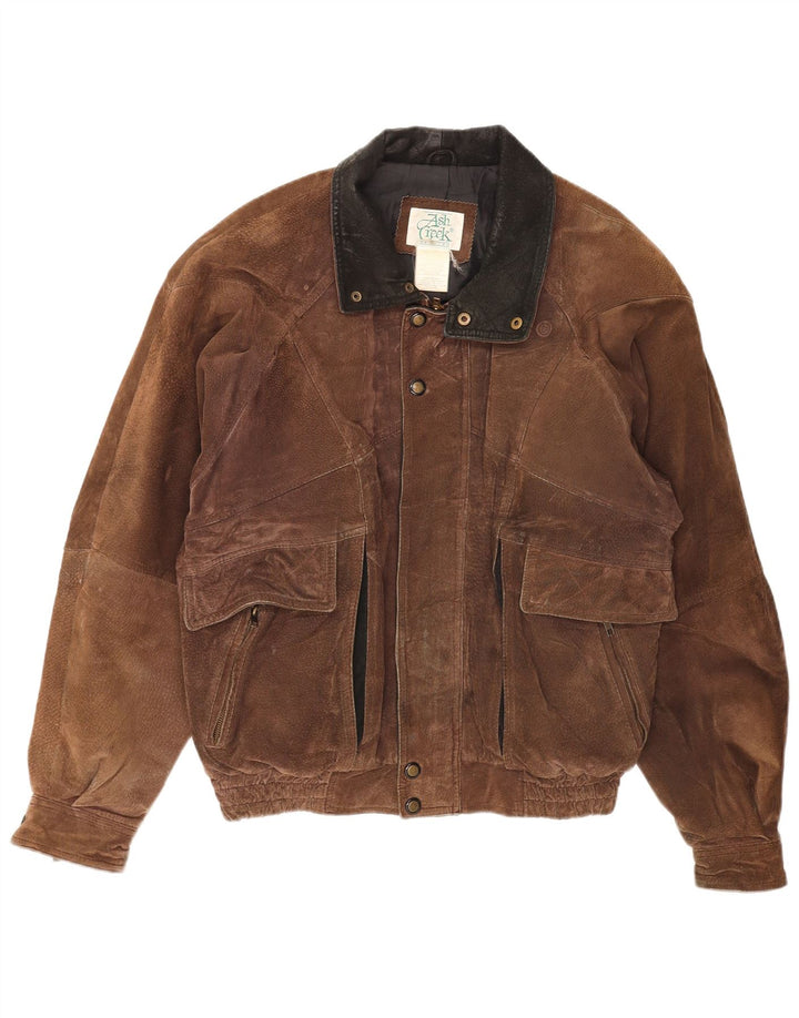 Vintage Herren Wildleder Bomberjacke UK 40 Großes braunes Leder
