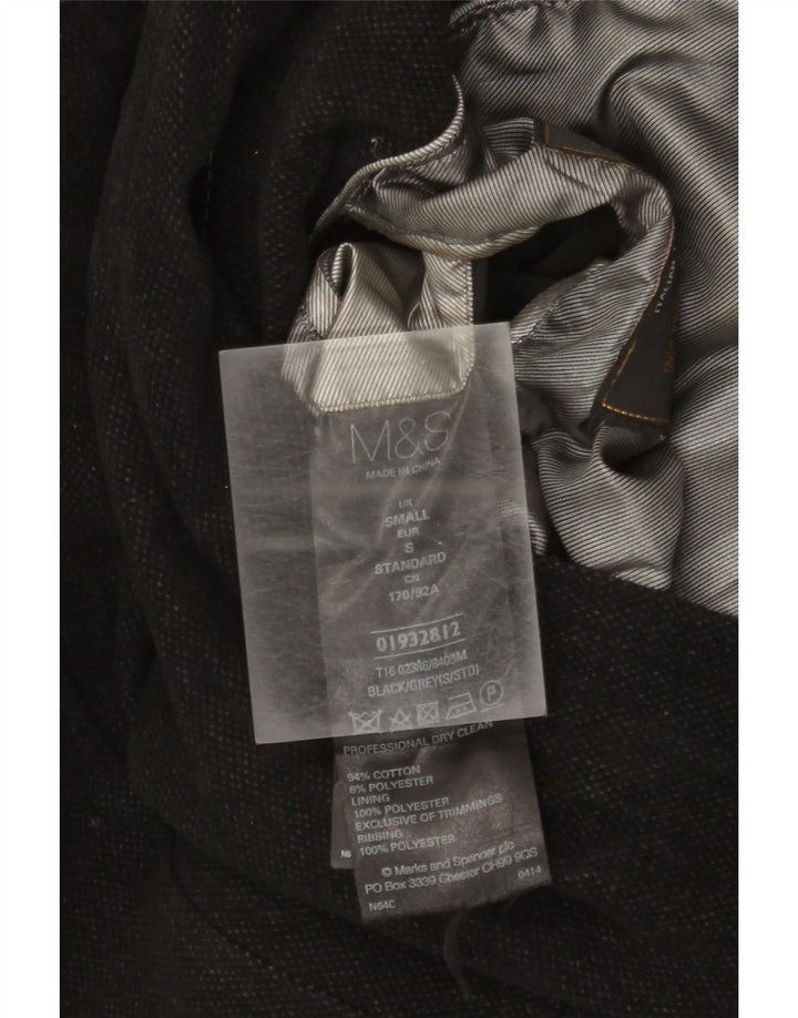 Marks & Spencer Herren Militärjacke UK 36 Small Schwarz Baumwolle