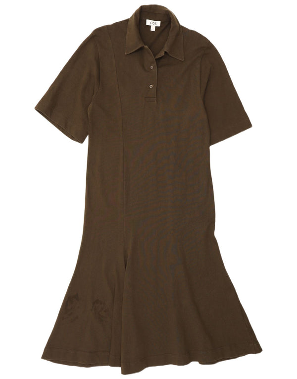 Cos Maxi-Polokleid für Damen, UK 10, Größe S, Khaki, Baumwolle