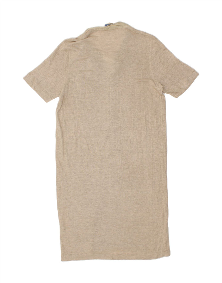 VINTAGE Womens Basic Dress UK 14 Large Grey Linen Vintage Vintage and Second-Hand Vintage from Messina Hembry 