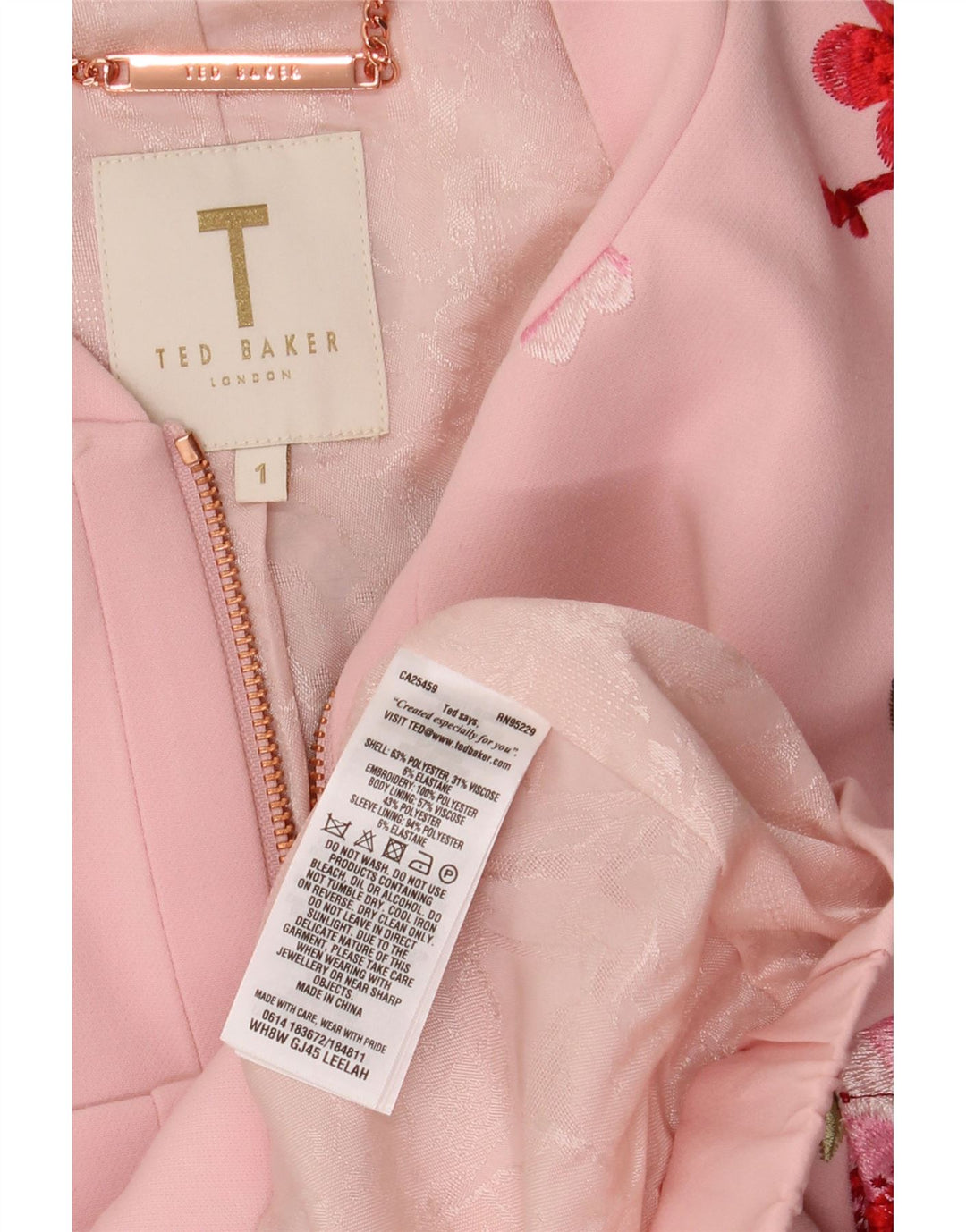 TED BAKER Damen-Cardigan mit lockerer Passform, Größe 1 XS, rosa Blumenmuster, Polyester