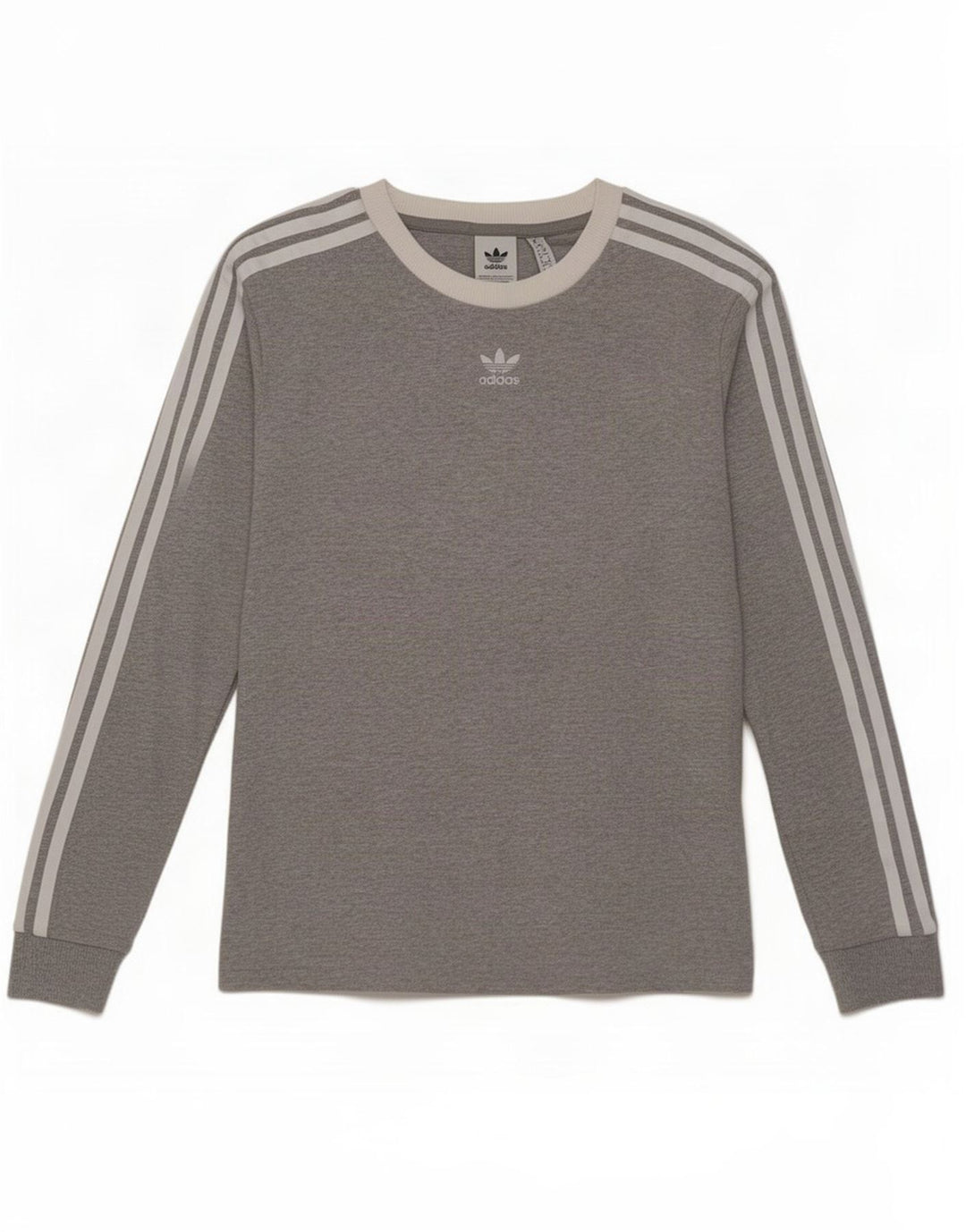 Adidas Damen Top Langarm UK 10 Small Graue Baumwolle