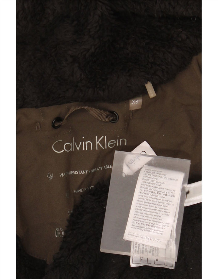 Calvin Klein Damen Übergroße Kapuzenparkajacke UK 6 XS Braun Polyester