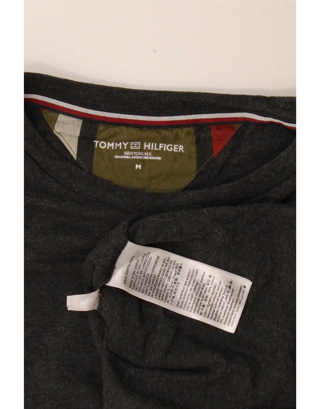 Tommy Hilfiger Herren-Oberteil, langärmelig, mittelgraue Baumwolle