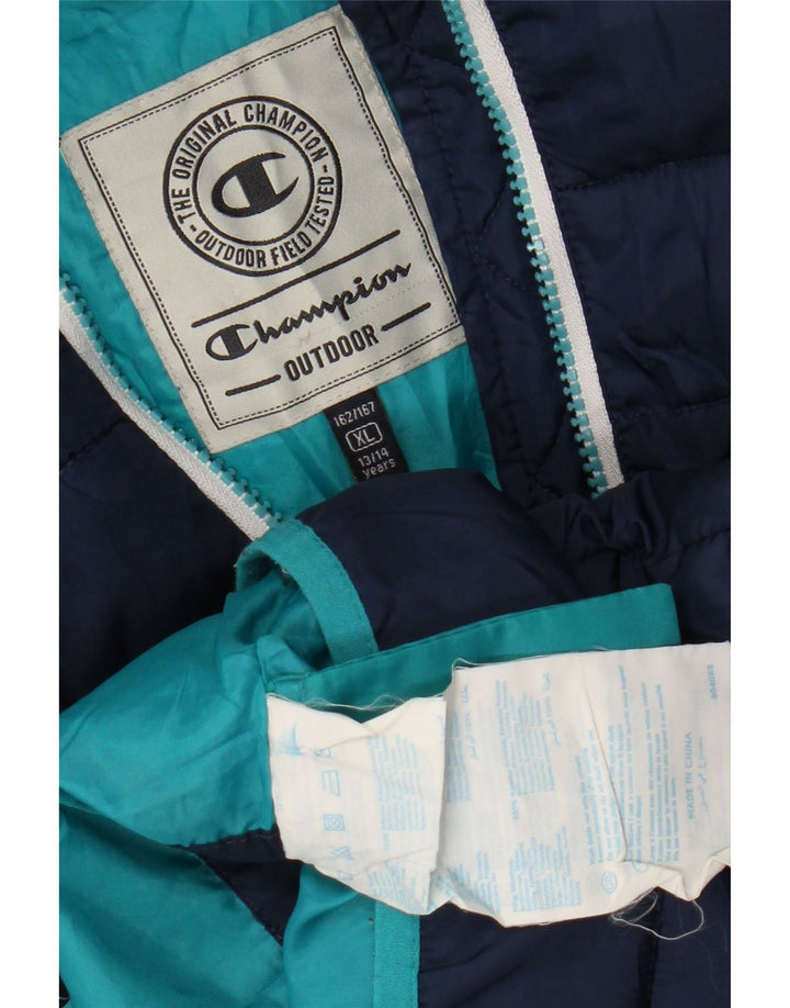 Champion Wattierte Jacke mit Kapuze für Jungen, 13–14 Jahre, XL, Marineblau, Polyester