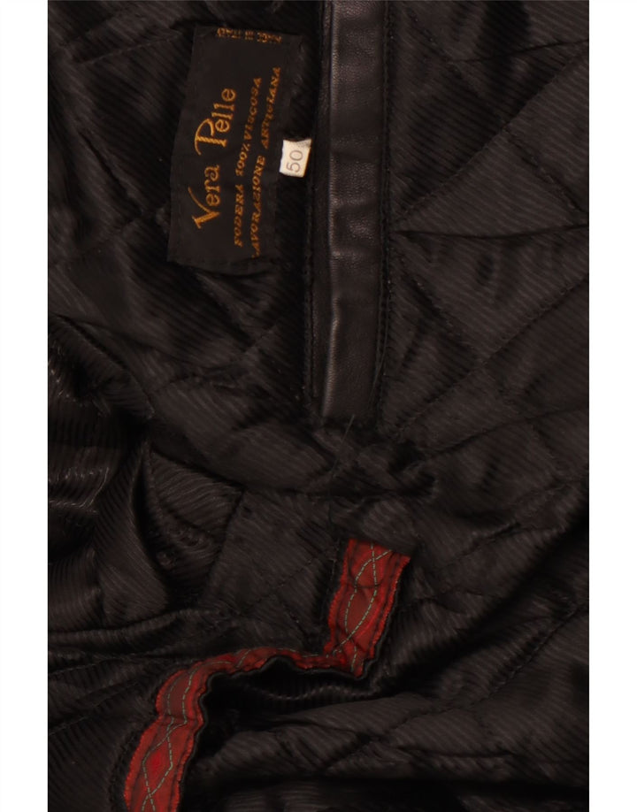 VINTAGE Herren Lederjacke IT 50 Großes schwarzes Leder