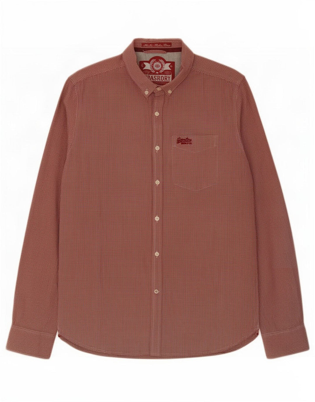 Superdry Herren-Hemd aus Baumwolle, groß, rotes Gingham-Muster