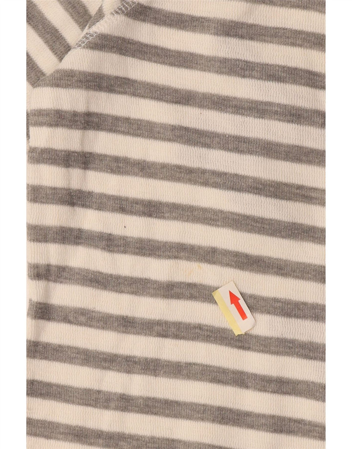 Superdry Damen Graphic Top Langarm UK 10 Small Grau gestreift Baumwolle