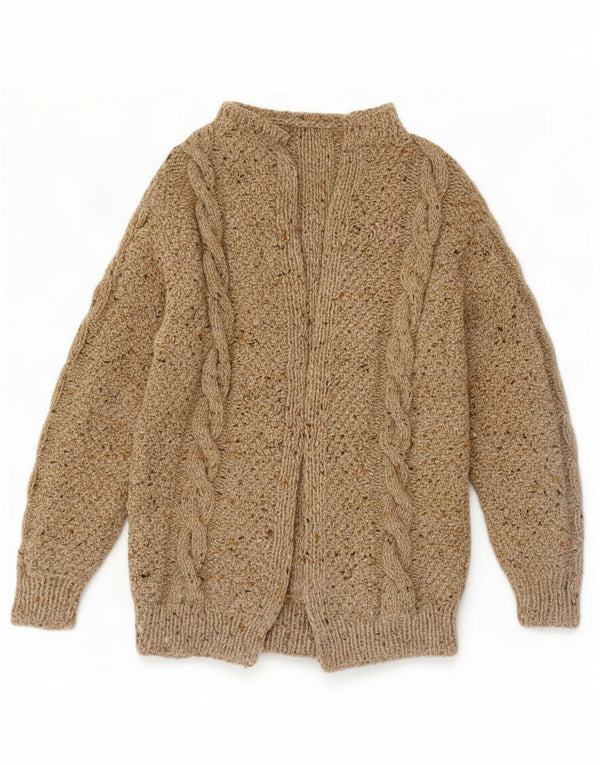 Vintage Damen Offener Cardigan Pullover UK 12 Medium Beige Flecked