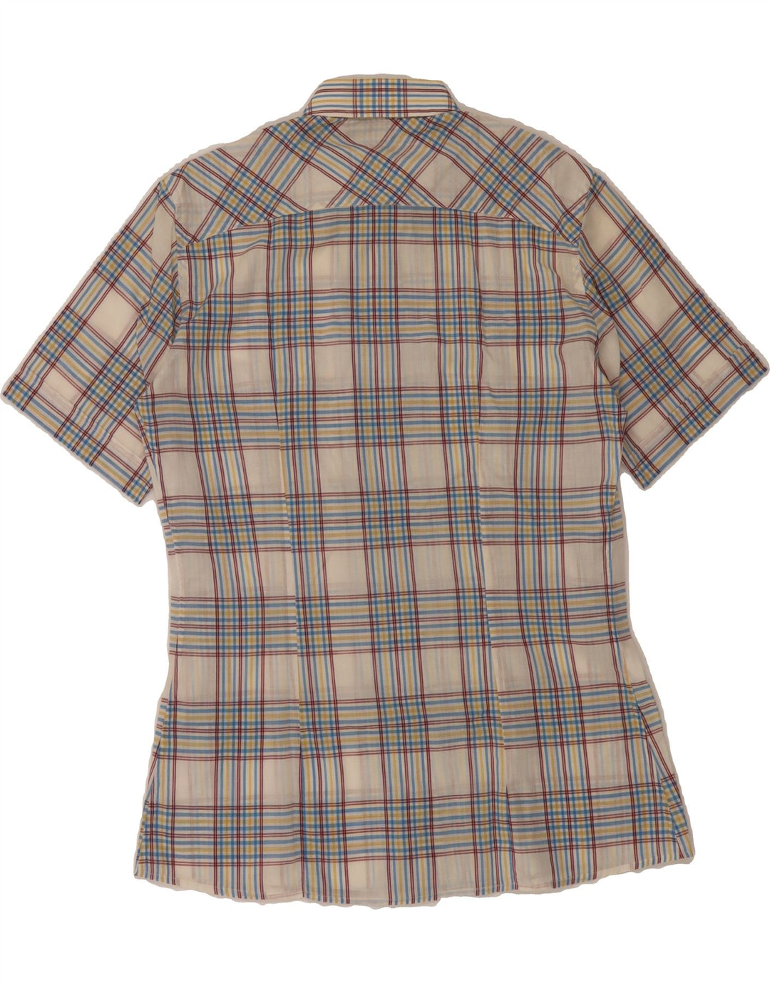 LONGHI Mens Short Sleeve Shirt Size 15 3/4 40 Medium Grey Check Vintage Longhi and Second-Hand Longhi from Messina Hembry 