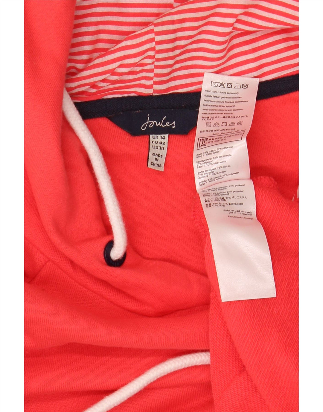 JOULES Damen-Übergröße-Kapuzenpullover, UK-Größe 44, Größe L, Rot, Baumwolle