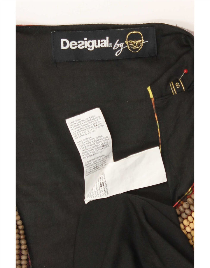 Desigual Damen Ärmelloses Basic-Kleid UK 10 Kleines mehrfarbiges Blumenmuster