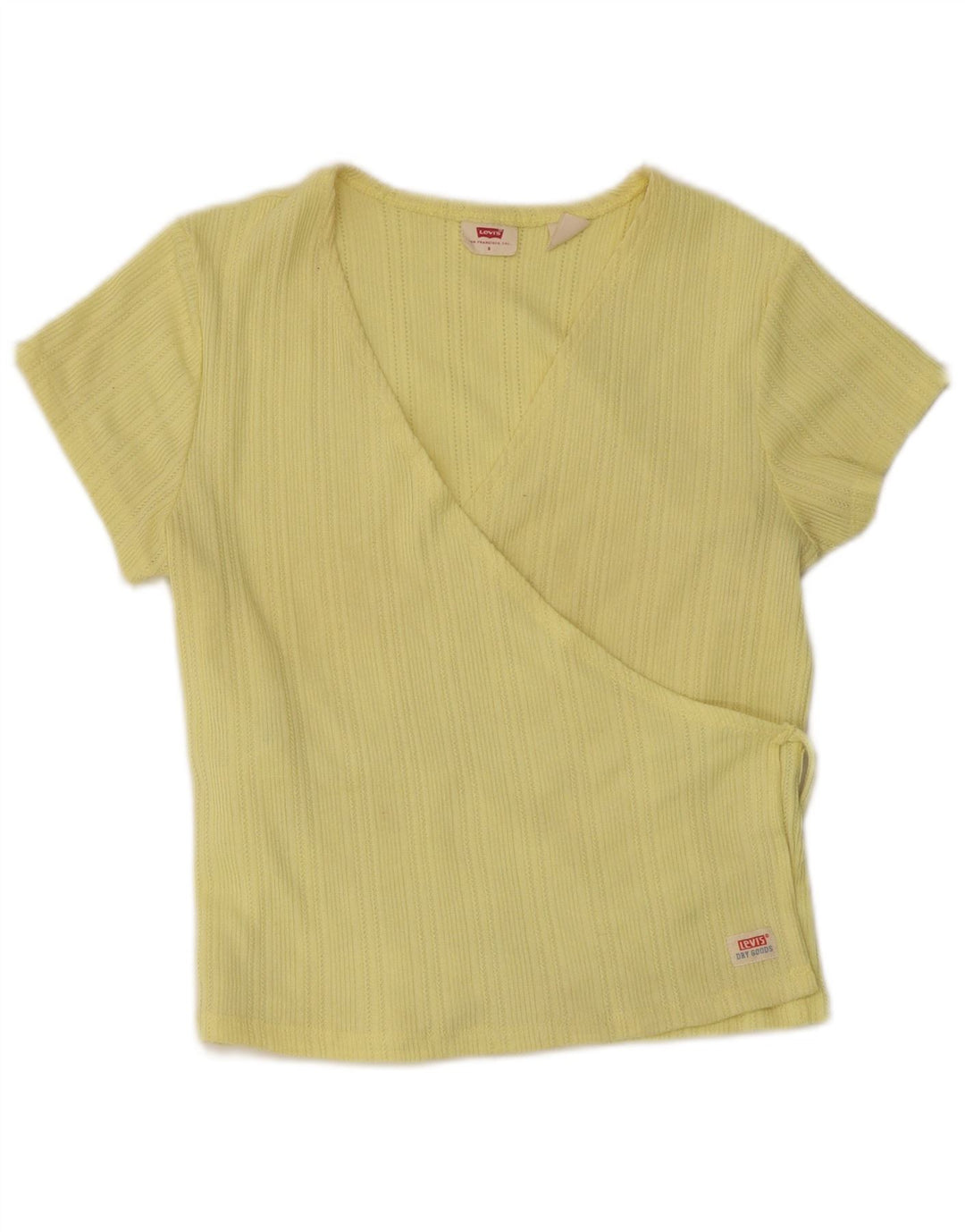Levi's Damen Crop Wrap Cardigan Top UK 8 Small Gelb Baumwolle