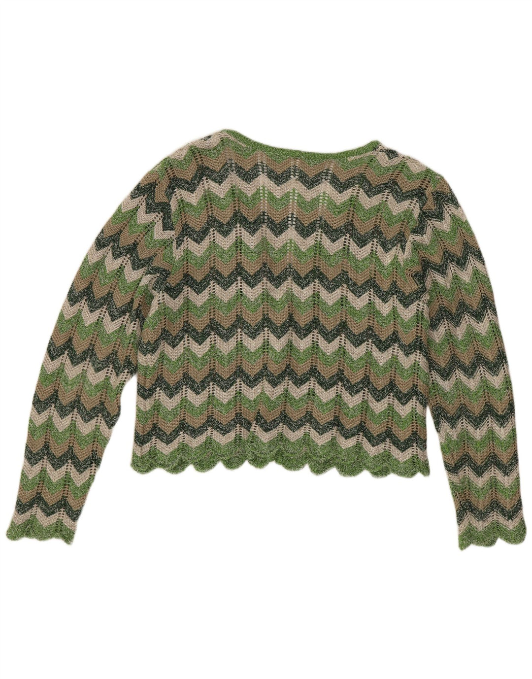 Steffner Damen Crop Cardigan Pullover EU 40 Mittelgrüner Chevron