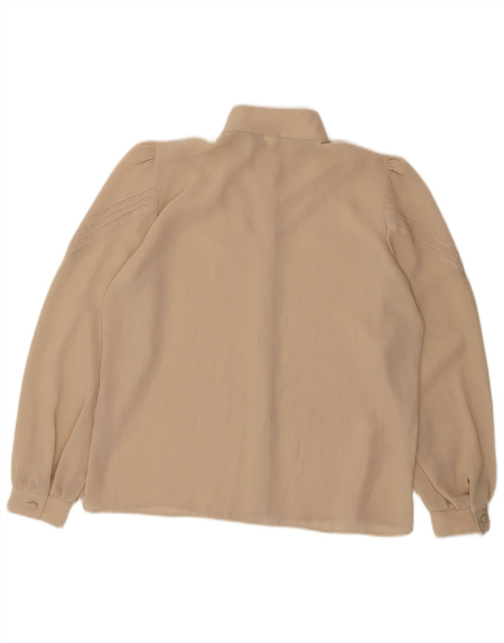 Vintage Damen Hemdbluse IT 42 Medium Beige Polyester