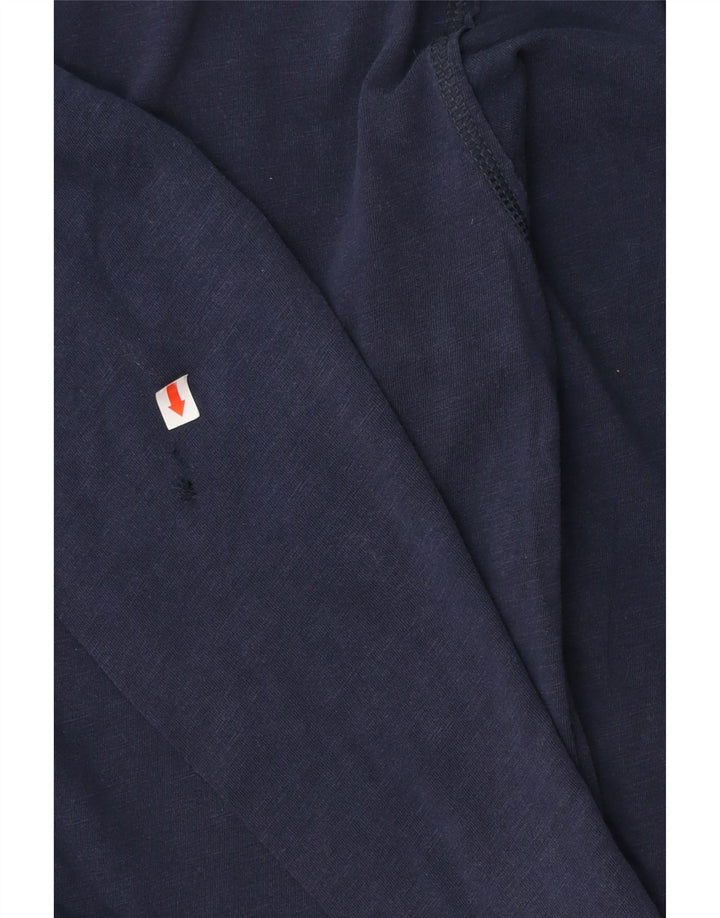 Benetton Herren-Grafik-Oberteil, langärmelig, mittelmarineblau, Baumwolle