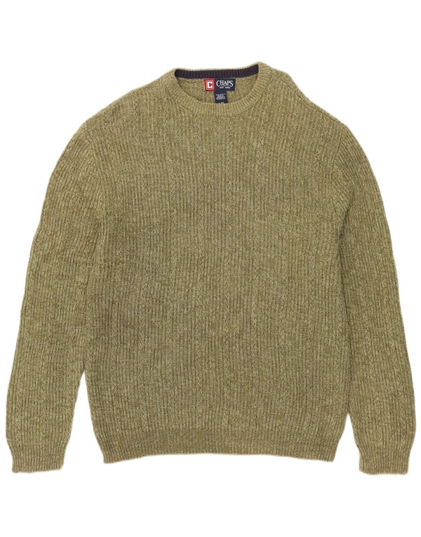 Chaps Herren-Pullover mit Rundhalsausschnitt, groß, grün gefleckte Baumwolle