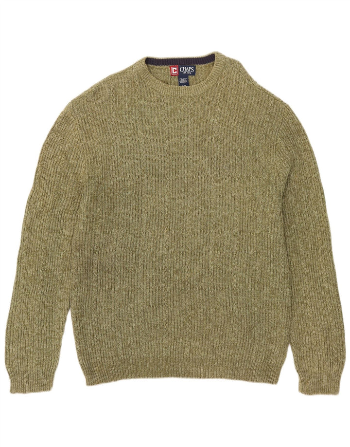Chaps Herren-Pullover mit Rundhalsausschnitt, groß, grün gefleckte Baumwolle