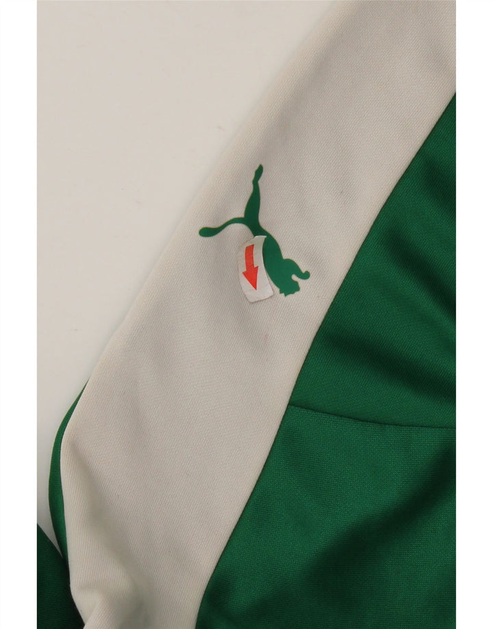 Puma Herren-Trainingsanzug mit Reißverschluss am Hals, XL, grünes Farbblock-Polyester