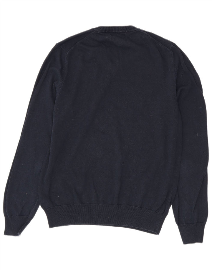 Marks & Spencer Herren-Pullover mit V-Ausschnitt aus mittelblauer Baumwolle