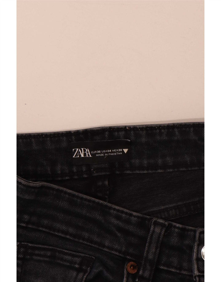 Zara Damen Bootcut Jeans EU 36 XS W26 L27 Schwarz