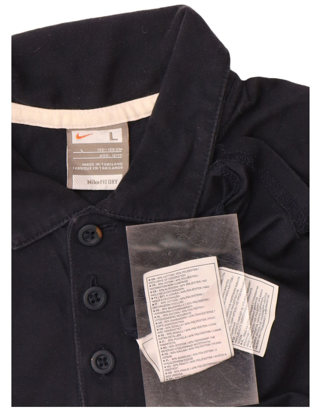 NIKE Jungen-Poloshirt, 12–13 Jahre, groß, marineblau, Colourblock-Baumwolle