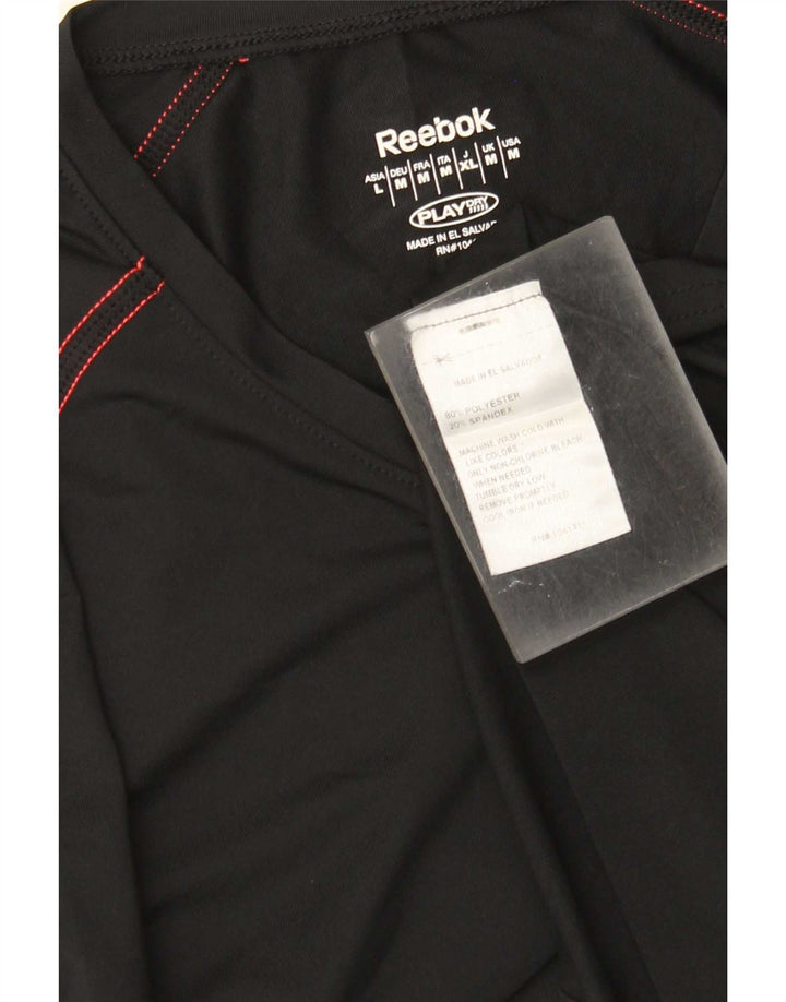 Reebok Damen Top Langarm UK 12 Medium Schwarz Polyester
