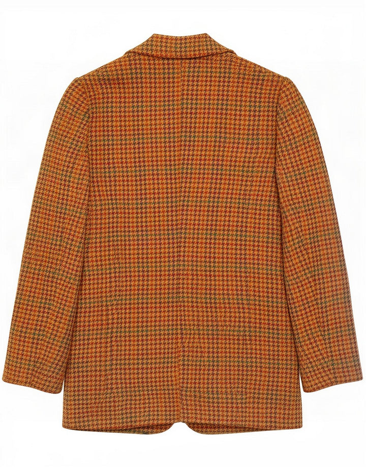 Vintage Damen 2-Knopf-Blazerjacke IT 42 Mittelbrauner Hahnentritt