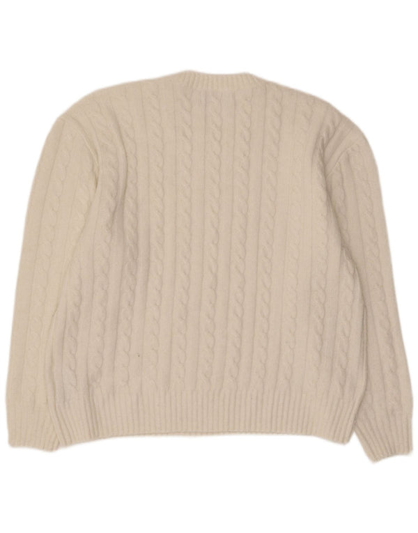 Hollister Damen-Pullover, übergroß, Rundhalsausschnitt, UK 6, XS, Weiß, Polyester