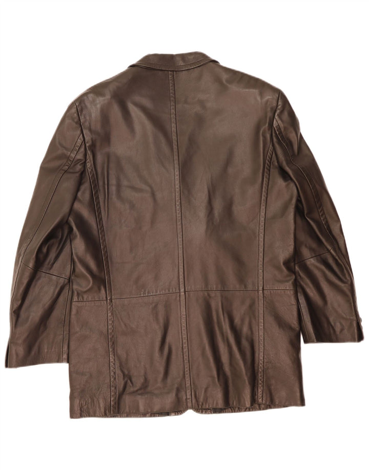 Hugo Boss Herren 3-Knopf-Lederblazer EU 52 XL Schwarzes Leder