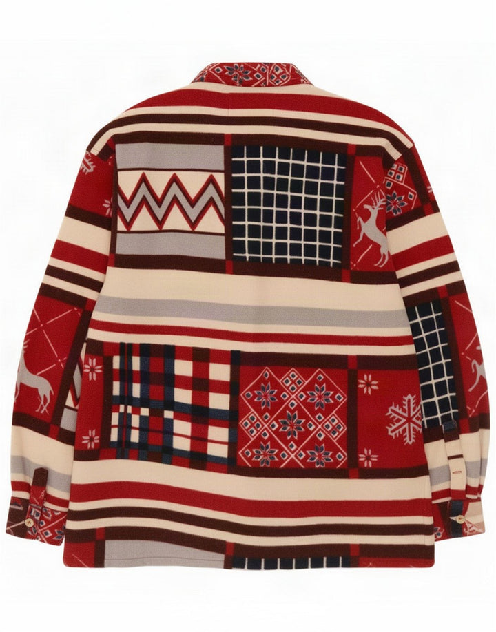 Tipo' S Herren-Fleece-Hemd mit lockerer Passform, kleines rotes Patchwork-Polyester