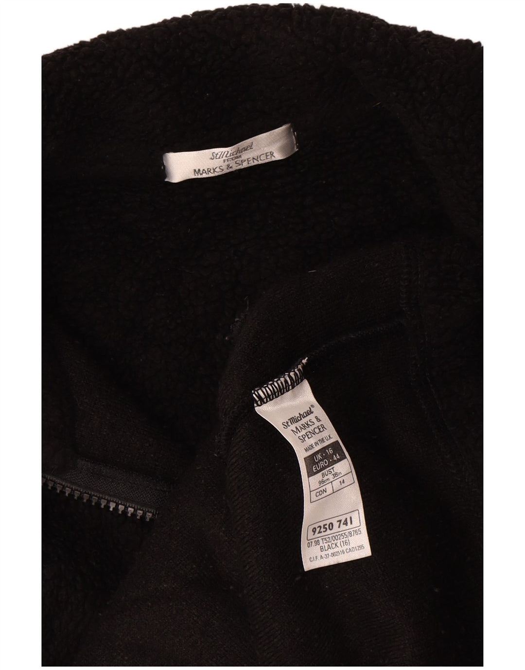 Marks & Spencer Damen Fleecejacke UK 16 Large Schwarz Polyester