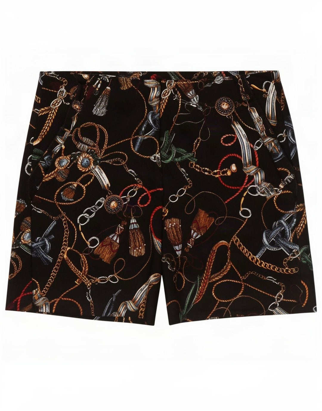 Zara Damen-Shorts mit abstraktem Muster, mittelgroß, W28, schwarze Baumwolle