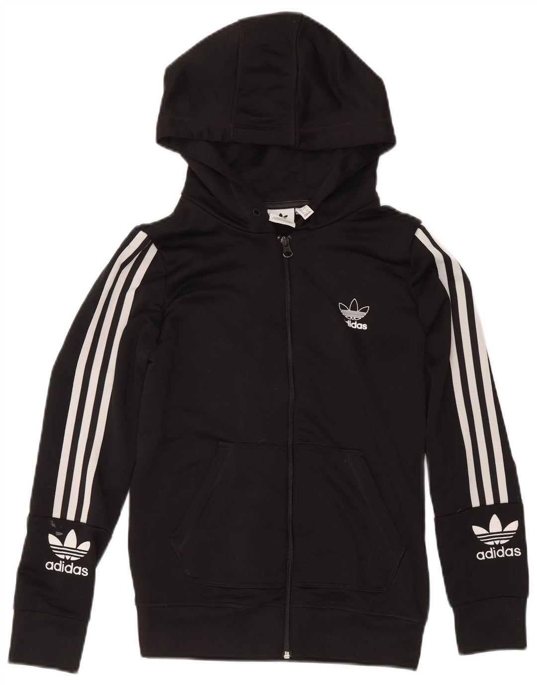 Adidas Damen Graphic Zip Hoodie Pullover UK 12 Medium Schwarz Polyester