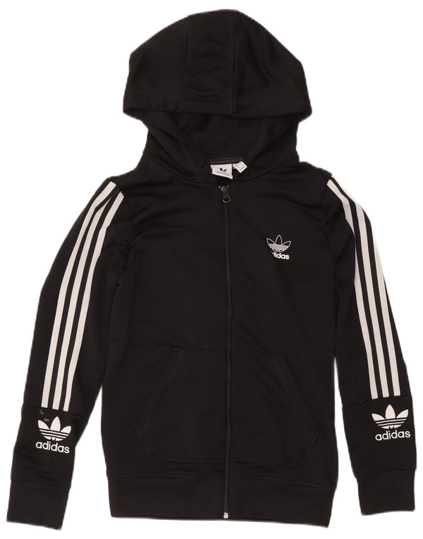 Adidas Damen Graphic Zip Hoodie Pullover UK 12 Medium Schwarz Polyester