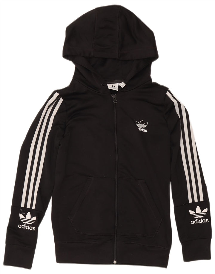 Adidas Damen Graphic Zip Hoodie Pullover UK 12 Medium Schwarz Polyester